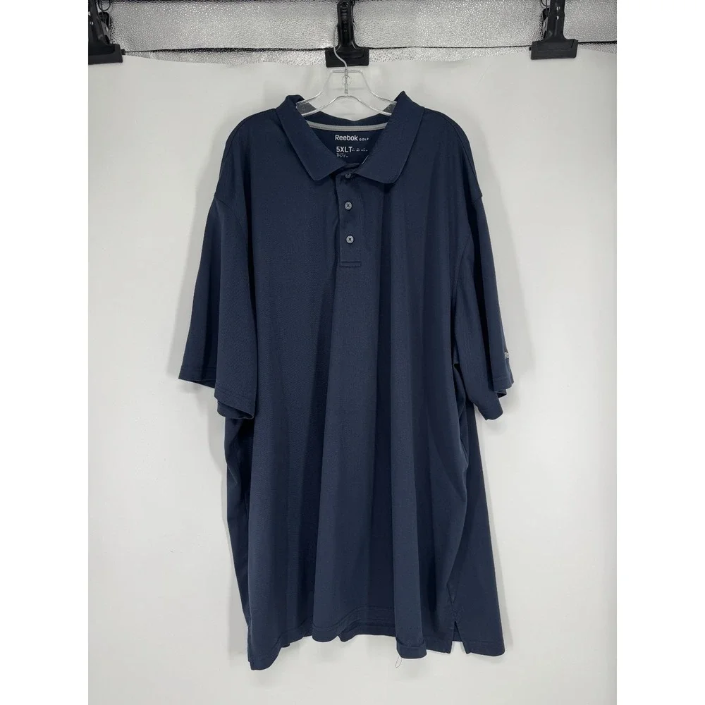 Reebok Golf Polo Shirt 5XL Tall 5XLT Navy Blue Short Sleeve Performance Collared